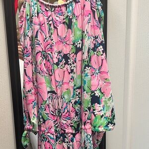 Lilly Pulitzer short romper with open shoulders